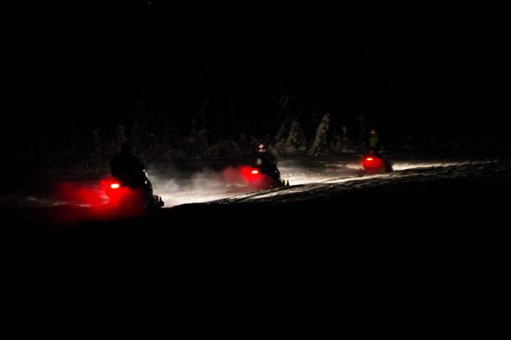 a train on the tracks at night